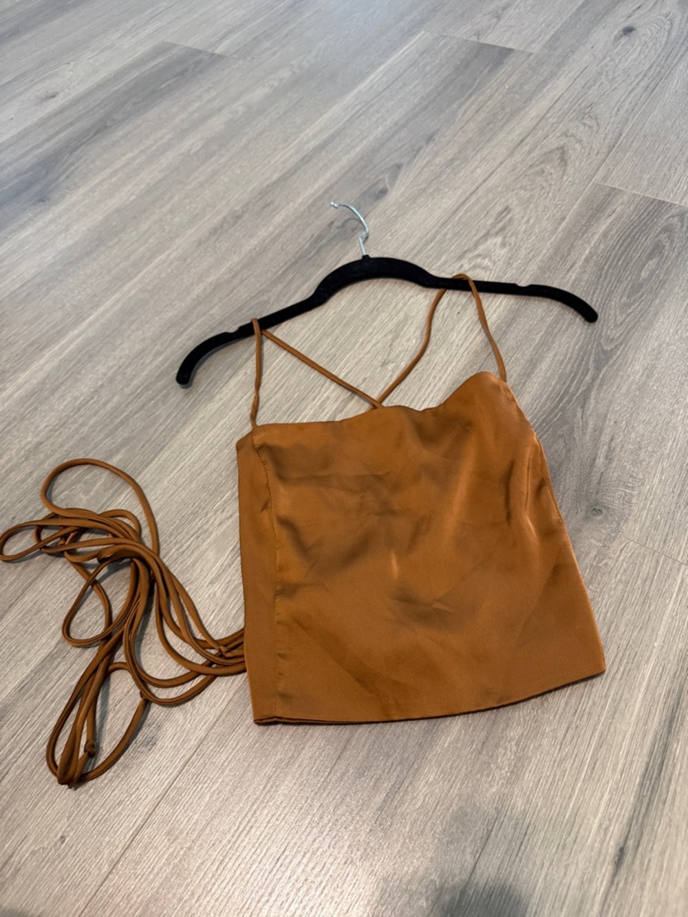 Apricot Lane Rust Brown Satin Cami with Spaghetti Straps